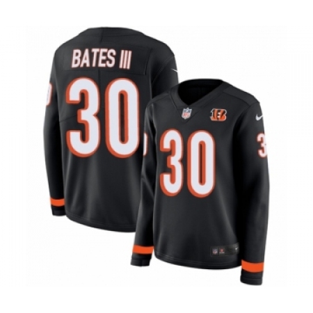 Women's Nike Cincinnati Bengals #30 Jessie Bates III Limited Black Therma Long Sleeve NFL Jersey