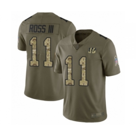 Youth Cincinnati Bengals #11 John Ross Limited Olive Camo 2017 Salute to Service Football Jersey