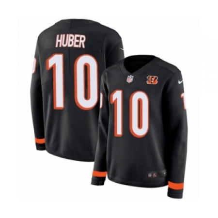 Women's Nike Cincinnati Bengals #10 Kevin Huber Limited Black Therma Long Sleeve NFL Jersey