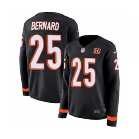 Women's Nike Cincinnati Bengals #25 Giovani Bernard Limited Black Therma Long Sleeve NFL Jersey