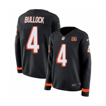 Women's Nike Cincinnati Bengals #4 Randy Bullock Limited Black Therma Long Sleeve NFL Jersey
