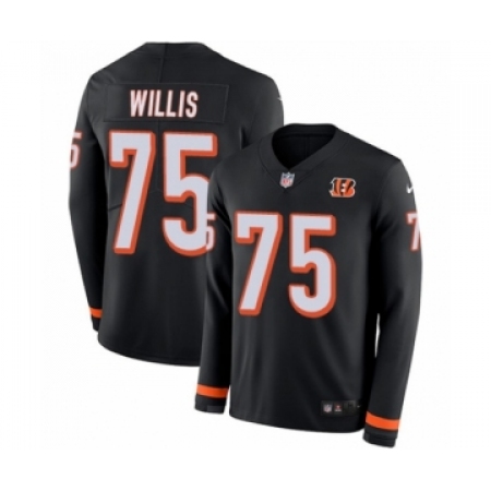 Youth Nike Cincinnati Bengals #75 Jordan Willis Limited Black Therma Long Sleeve NFL Jersey
