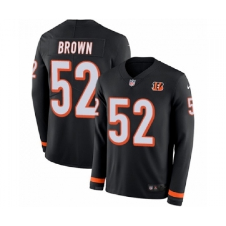 Youth Nike Cincinnati Bengals #52 Preston Brown Limited Black Therma Long Sleeve NFL Jersey