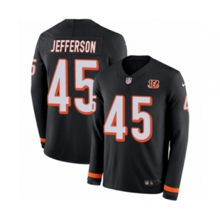 Youth Nike Cincinnati Bengals #45 Malik Jefferson Limited Black Therma Long Sleeve NFL Jersey