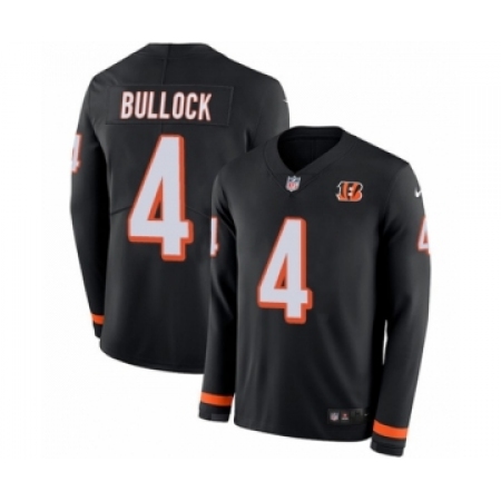 Youth Nike Cincinnati Bengals #4 Randy Bullock Limited Black Therma Long Sleeve NFL Jersey