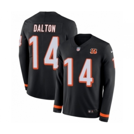 Youth Nike Cincinnati Bengals #14 Andy Dalton Limited Black Therma Long Sleeve NFL Jersey