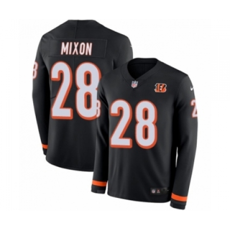 Youth Nike Cincinnati Bengals #28 Joe Mixon Limited Black Therma Long Sleeve NFL Jersey