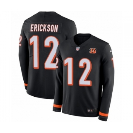 Youth Nike Cincinnati Bengals #12 Alex Erickson Limited Black Therma Long Sleeve NFL Jersey