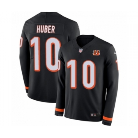 Youth Nike Cincinnati Bengals #10 Kevin Huber Limited Black Therma Long Sleeve NFL Jersey