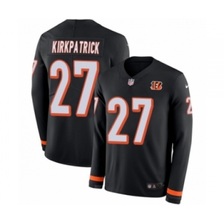 Youth Nike Cincinnati Bengals #27 Dre Kirkpatrick Limited Black Therma Long Sleeve NFL Jersey