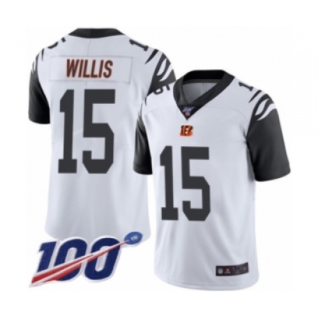 Men's Cincinnati Bengals #15 Damion Willis Limited White Rush Vapor Untouchable 100th Season Football Jersey