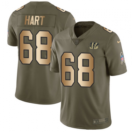 Men's Nike Cincinnati Bengals #68 Bobby Hart Limited Olive Gold 2017 Salute to Service NFL Jersey