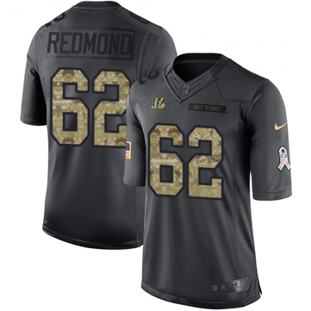 Men's Nike Cincinnati Bengals #62 Alex Redmond Limited Black 2016 Salute to Service NFL Jersey