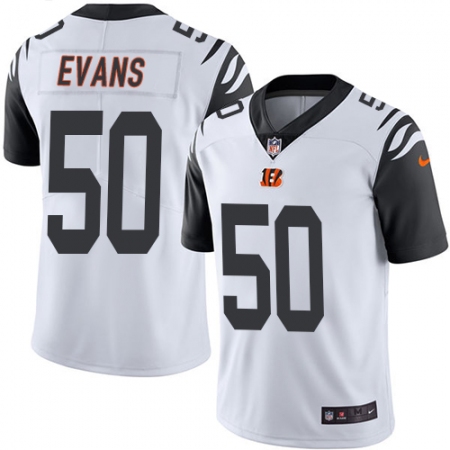 Men's Nike Cincinnati Bengals #50 Jordan Evans Limited White Rush Vapor Untouchable NFL Jersey