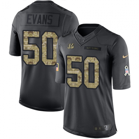 Men's Nike Cincinnati Bengals #50 Jordan Evans Limited Black 2016 Salute to Service NFL Jersey
