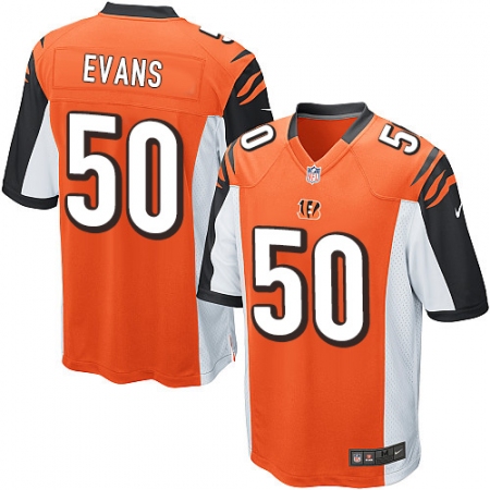 Men's Nike Cincinnati Bengals #50 Jordan Evans Game Orange Alternate NFL Jersey