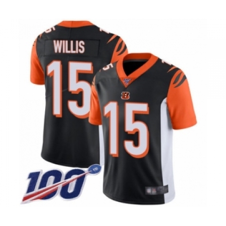 Men's Cincinnati Bengals #15 Damion Willis Black Team Color Vapor Untouchable Limited Player 100th Season Football Jersey