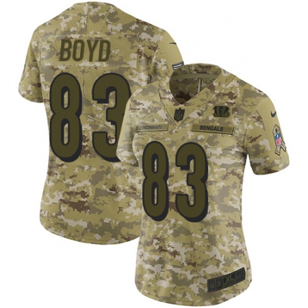 Women's Nike Cincinnati Bengals #83 Tyler Boyd Limited Camo 2018 Salute to Service NFL Jersey