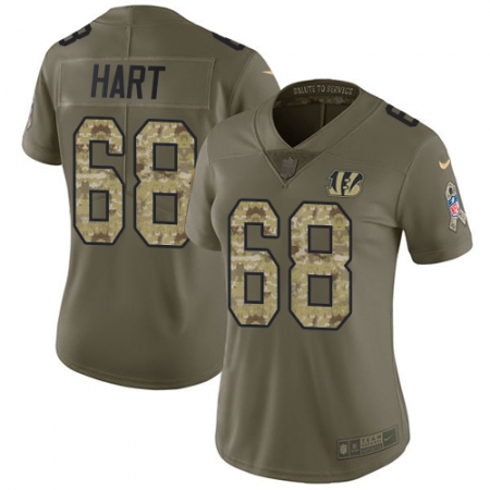Women's Nike Cincinnati Bengals #68 Bobby Hart Limited Olive Camo 2017 Salute to Service NFL Jersey