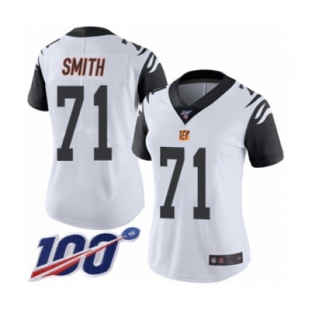 Women's Cincinnati Bengals #71 Andre Smith Limited White Rush Vapor Untouchable 100th Season Football Jersey