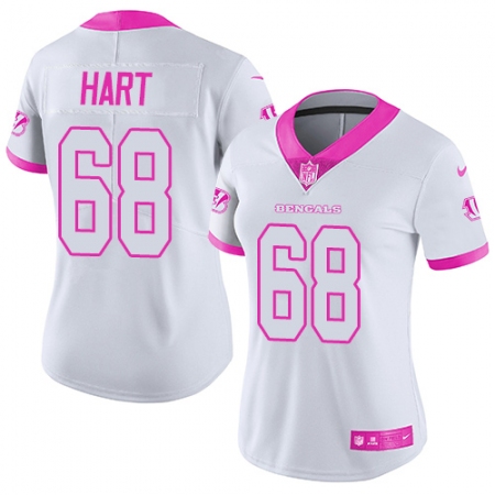 Women's Nike Cincinnati Bengals #68 Bobby Hart Limited White Pink Rush Fashion NFL Jersey