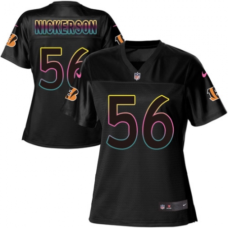 Women's Nike Cincinnati Bengals #56 Hardy Nickerson Game Black Fashion NFL Jersey