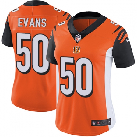 Women's Nike Cincinnati Bengals #50 Jordan Evans Orange Alternate Vapor Untouchable Limited Player NFL Jersey