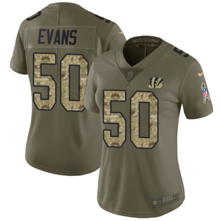 Women's Nike Cincinnati Bengals #50 Jordan Evans Limited Olive Camo 2017 Salute to Service NFL Jersey