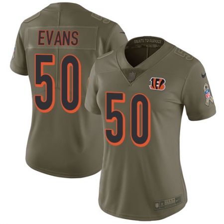 Women's Nike Cincinnati Bengals #50 Jordan Evans Limited Olive 2017 Salute to Service NFL Jersey