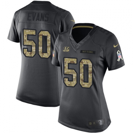 Women's Nike Cincinnati Bengals #50 Jordan Evans Limited Black 2016 Salute to Service NFL Jersey