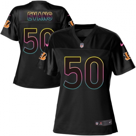 Women's Nike Cincinnati Bengals #50 Jordan Evans Game Black Fashion NFL Jersey