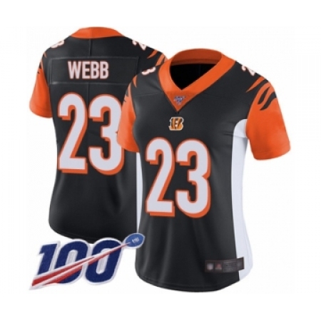 Women's Cincinnati Bengals #23 B.W. Webb Black Team Color Vapor Untouchable Limited Player 100th Season Football Jersey