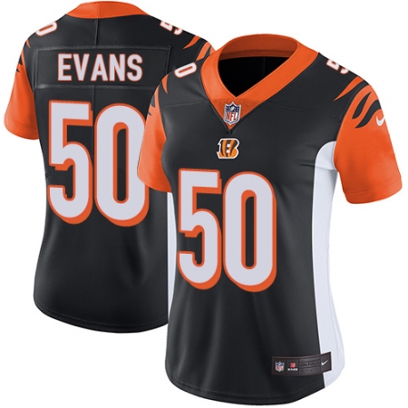Women's Nike Cincinnati Bengals #50 Jordan Evans Black Team Color Vapor Untouchable Limited Player NFL Jersey