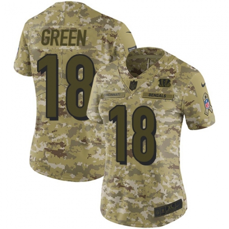 Women's Nike Cincinnati Bengals #18 A.J. Green Limited Camo 2018 Salute to Service NFL Jersey