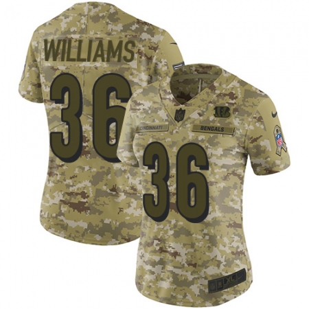Women's Nike Cincinnati Bengals #36 Shawn Williams Limited Camo 2018 Salute to Service NFL Jersey