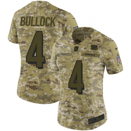 Women's Nike Cincinnati Bengals #4 Randy Bullock Limited Camo 2018 Salute to Service NFL Jersey