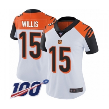 Women's Cincinnati Bengals #15 Damion Willis White Vapor Untouchable Limited Player 100th Season Football Jersey