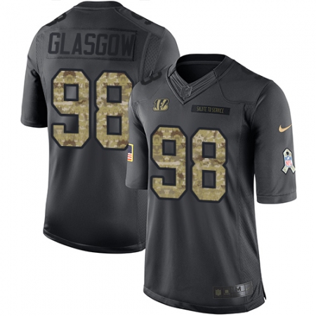 Youth Nike Cincinnati Bengals #98 Ryan Glasgow Limited Black 2016 Salute to Service NFL Jersey