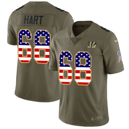 Youth Nike Cincinnati Bengals #68 Bobby Hart Limited Olive USA Flag 2017 Salute to Service NFL Jersey
