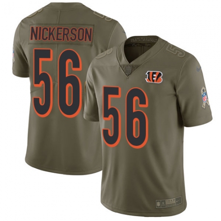 Youth Nike Cincinnati Bengals #56 Hardy Nickerson Limited Olive 2017 Salute to Service NFL Jersey
