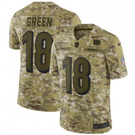 Youth Nike Cincinnati Bengals #18 A.J. Green Limited Camo 2018 Salute to Service NFL Jersey