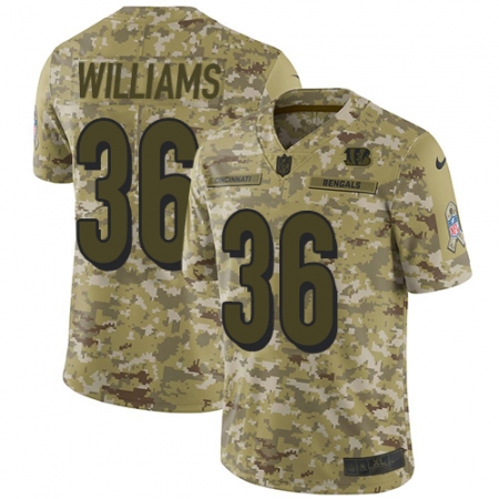 Youth Nike Cincinnati Bengals #36 Shawn Williams Limited Camo 2018 Salute to Service NFL Jersey