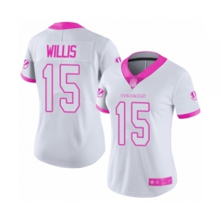 Women's Cincinnati Bengals #15 Damion Willis Limited White Pink Rush Fashion Football Jersey