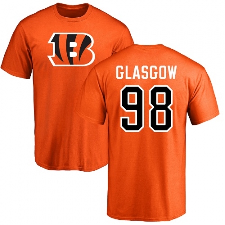 NFL Nike Cincinnati Bengals #98 Ryan Glasgow Orange Name & Number Logo T-Shirt