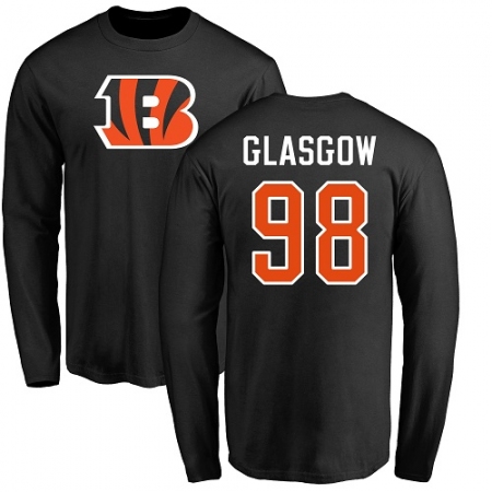 NFL Nike Cincinnati Bengals #98 Ryan Glasgow Black Name & Number Logo Long Sleeve T-Shirt