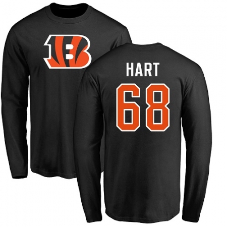 NFL Nike Cincinnati Bengals #68 Bobby Hart Black Name & Number Logo Long Sleeve T-Shirt
