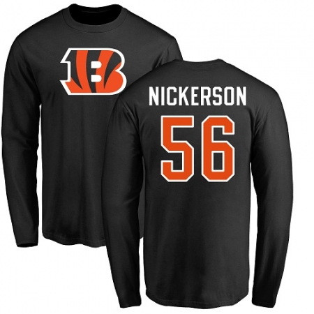 NFL Nike Cincinnati Bengals #56 Hardy Nickerson Black Name & Number Logo Long Sleeve T-Shirt
