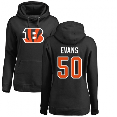 NFL Women's Nike Cincinnati Bengals #50 Jordan Evans Black Name & Number Logo Pullover Hoodie