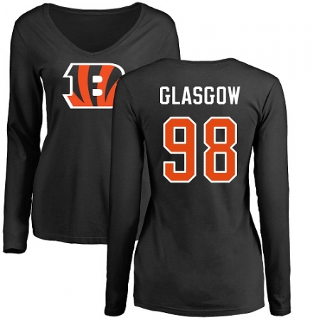 NFL Women's Nike Cincinnati Bengals #98 Ryan Glasgow Black Name & Number Logo Long Sleeve T-Shirt