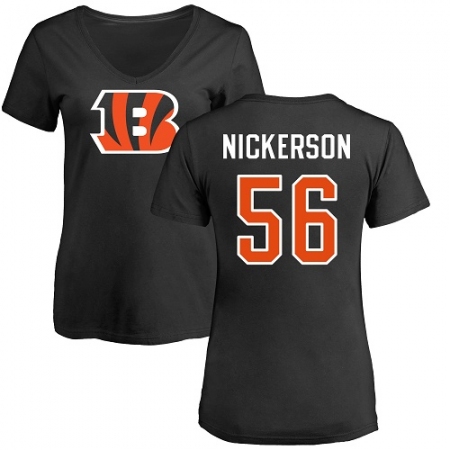 NFL Women's Nike Cincinnati Bengals #56 Hardy Nickerson Black Name & Number Logo T-Shirt